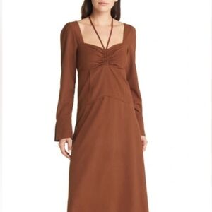 NWT Moon River Maxi Dress Size M  BROWN  Cowgirl Core Western Boho